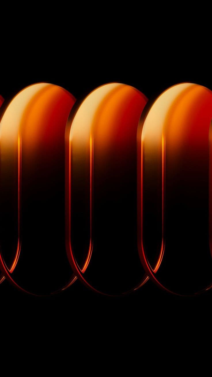 Spirales orange glossy abstraites sur fond sombre