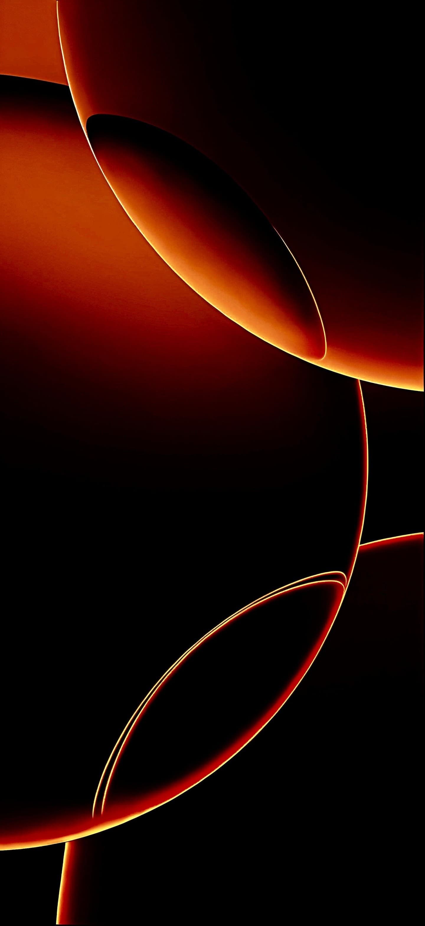 Surfaces courbes orange abstraites sur fond sombre